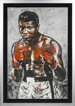 Muhammad Ali Signed 34x48 Framed Canvas Also Signed by Stephen Holland (LE 104/135) (JSA)